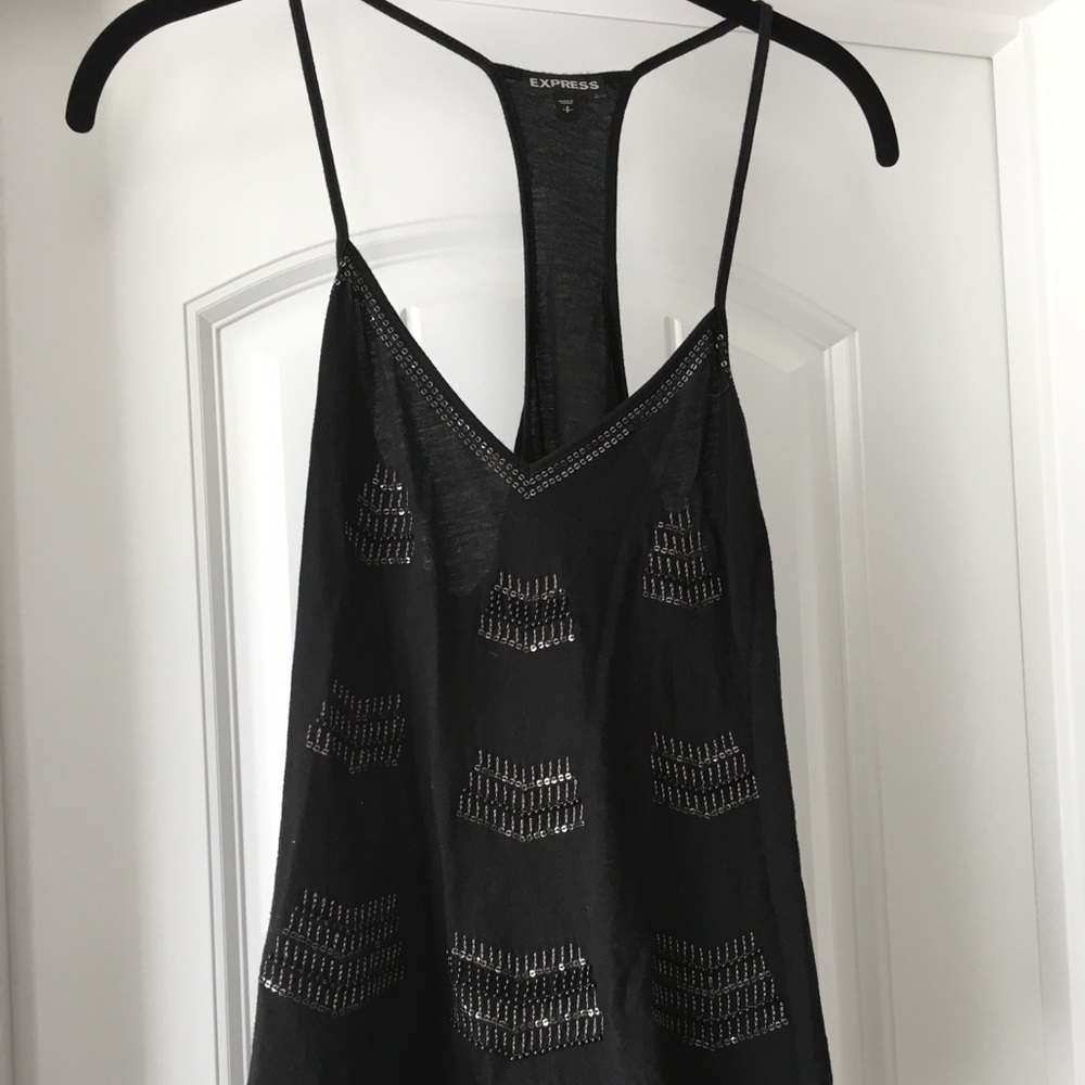 Express Black Tank Top with Sequins